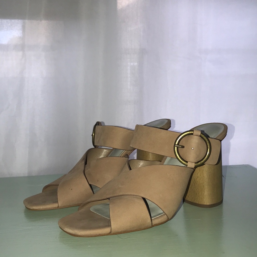 1. State Tan Block Heel Mules